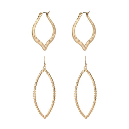 The Pioneer Woman Hammered Gold Open Drop Duo Earrings