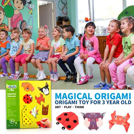 Dikence Origami Paper Art Kits for Kids 3 4 5 6 Years Old, DIY Origami Arts and Crafts for Girls Boys Paper Craft Present for 4-8 Children Girl Birthday Gifts Age 7 8 Christmas New Year Halloween Toys, Animals
