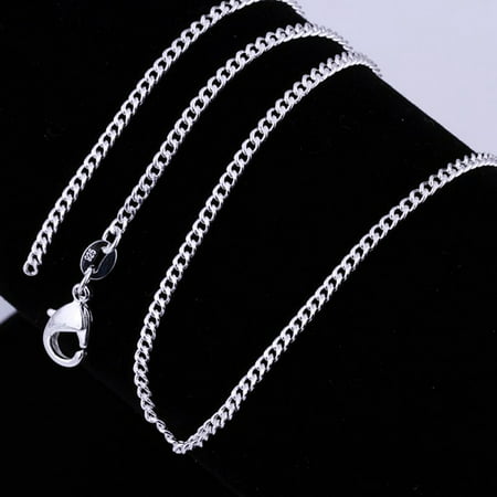 Womens Sterling Silver Fine Curb Chain Necklace Neck Chain Size16/18/20/22/24, 16