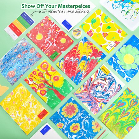 CraftBud Marbling Paint Kit & Toy for Kids Art with 5 Paint Colors, Water Art Paint Set Comes with Guide Book - Arts and Crafts for Girls & Boys Ages 6+