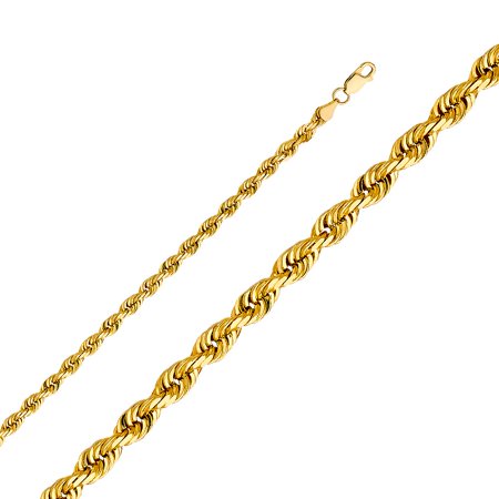 Dimaya Fine Jewelry 14K Yellow Gold 5-mm Diamond-Cut Solid Rope Chain