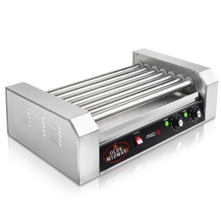 Olde Midway Electric 18 Hot Dog 7 Roller Grill Cooker Machine 900-Watt - Commercial Grade