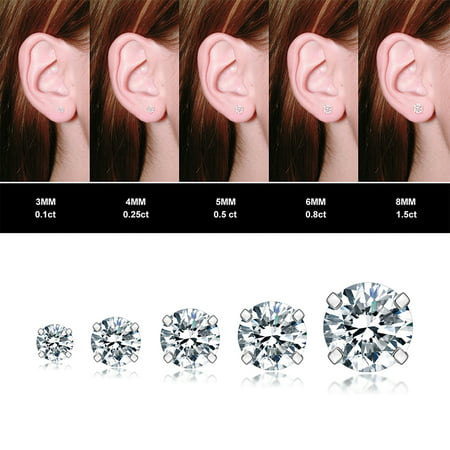 5 Pairs Stud Earrings Hypoallergenic Surgical Steel Cubic Zirconia EarringsA?Silver?,