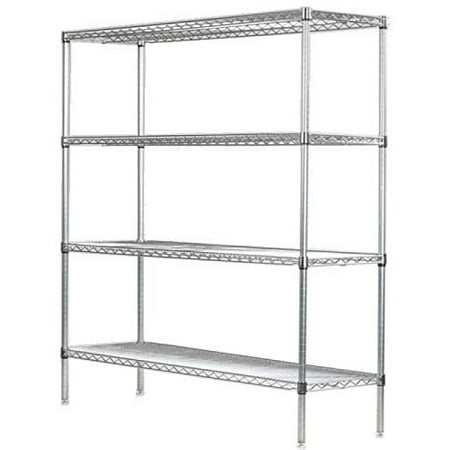 18" Deep x 18" Wide x 54" High 4 Tier Chrome Starter Shelving Unit, 18" D x 18" W x 54" H