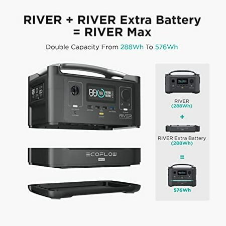 EcoFlow RIVER 600 Portable Power Station 288Wh Capacity,Solar Generator,600W AC Output for Outdoor Camping,Home Backup,Emergency,RV,off-Grid