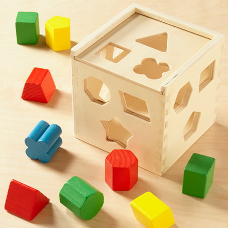 Melissa & Doug Shape Sorting Cube - Classic Wooden Toy With 12 ShapesMulticolor,