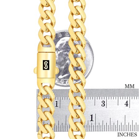 Nuragold 10k Yellow Gold 7.5mm Royal Monaco Miami Cuban Link Chain Bracelet, Mens Jewelry with Fancy Box Clasp 7" 7.5" 8" 8.5" 9"