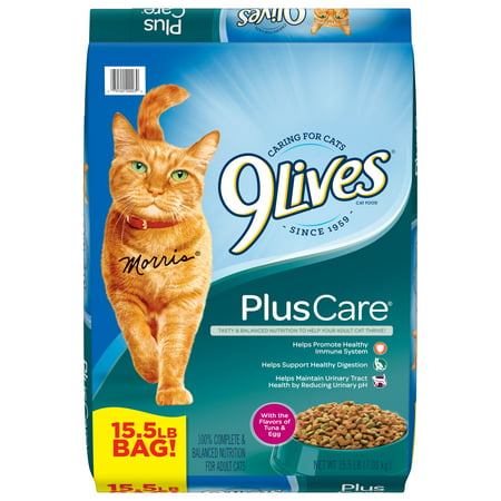 9Lives Plus Care Dry Cat Food With Tuna & Egg Flavors, 15.5 lb Bag, 15.5 lbs