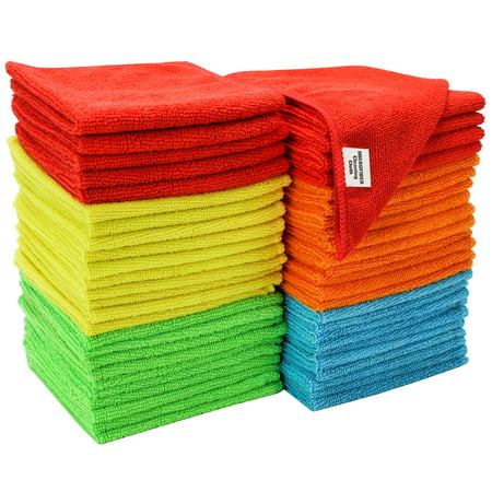 S&T INC. Bulk Microfiber Kitchen, House, & Car Cleaning Cloths, Multi, 50 Pack