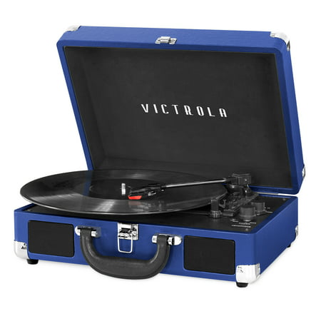 Victrola The Journey Bluetooth Suitcase Record Player with 3-speed Turntable (Cobalt), Cobalt