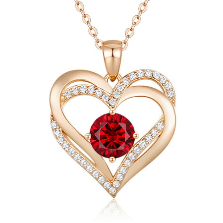 CDE 925 Sterling Silver Heart Birthstone Pendant Necklaces with 5A Cubic Zirconia, Necklaces for Women Girls Mom Wife Girlfriend, Jewelry Gifts for Christmas Birthday Anniversary Valentine's Day
