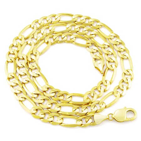 Nuragold 10k Yellow Gold 9mm Figaro Chain Link Bracelet, Mens Jewelry Lobster Clasp 8" 8.5" 9"