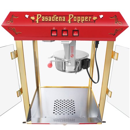 Great Northern Popcorn Pasadena Popcorn Popper Machine with Cart, 8 Ounce, Red