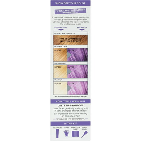 L'Oreal Paris Colorista Semi-Permanent Hair Color, Light Bleached Blondes, Purple, 1 Kit400 Purple,