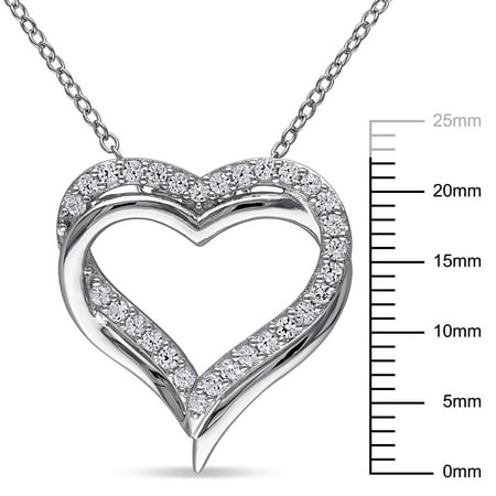Miabella Women's 5/8 Carat T.G.W. Created White Sapphire Sterling Silver Entwined Heart Pendant with ChainSilver,