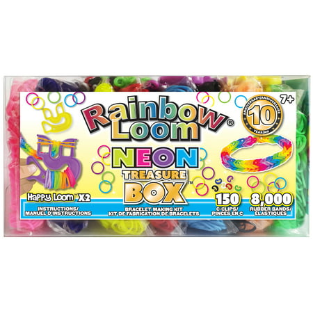 Rainbow Loom- Neon Rubber Band Treasure Box Edition, 8,000 High Quality Rubber Bands, 150 Clips and Carrying Case Included, The Original Rubber Band Craft for Kids Ages 7 and Up