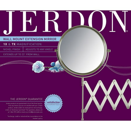 Jerdon Style 8" 2-Sided Swivel Wall Mount Mirror with 7x Magnification, 20" Extension, Nickel