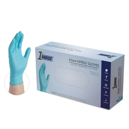 1st Choice Blue Nitrile Disposable Chemo-Rated & Fentanyl-Resistant Exam Gloves 3 Mil, Large 100, L
