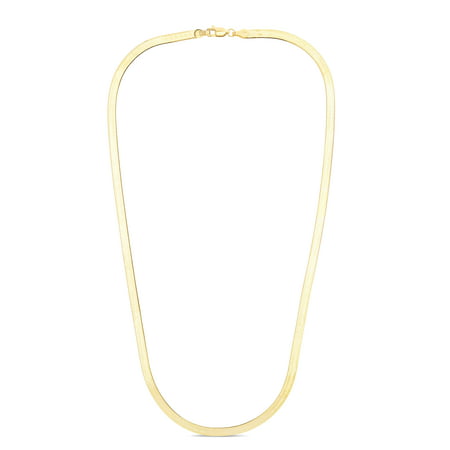 14k Solid Yellow Gold 3mm Silky Imperial Herringbone Chain Necklace with Lobster Claw Clasp, 16" 18" 20"