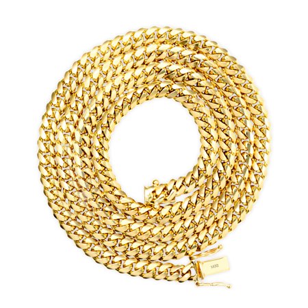Nuragold 14k Yellow Gold 5mm Solid Miami Cuban Link Chain Bracelet, Mens Jewelry Box Clasp 7" 7.5" 8" 8.5" 9"