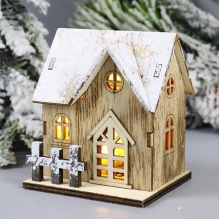 Grandest Birch House Model Wide Application 3D 1/18 Wooden House Model Toy for Micro-landscape Christmas Lightweight Simulated Com, A