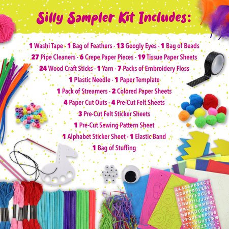 DOODLE HOG 50 Silly Craft Kits, Arts and Crafts for Kids 4-6 - 400 Pieces to Do 50 Sample Size Crafts - Free 16 Page Instruction Guide with Color Illustrations. Hours of Craft for Kids Ages 4 6 8