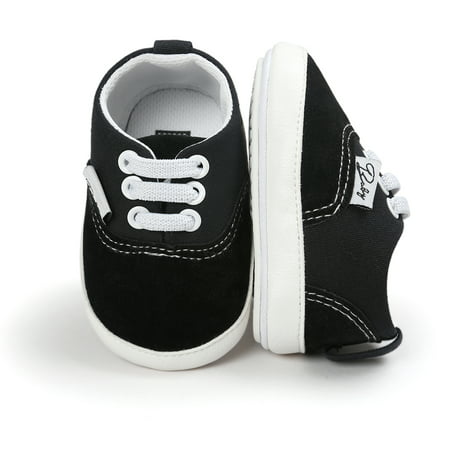 HsdsBebe Baby Girls Boys Canvas Shoes Infant Casual Sneakers Soft Sole Newborn Crib Moccasins 3-18 MonthsA01/Black,