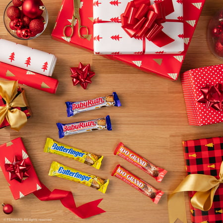 Butterfinger, CRUNCH, Baby Ruth and 100 Grand, Assorted Full Size Chocolate Candy Bars, Great Holiday Treats, 35 oz, Bulk 20 Pack