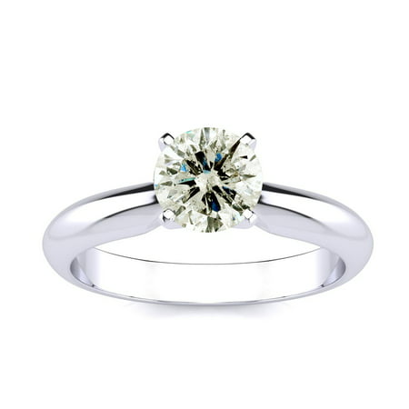 SuperJeweler 1 Carat Diamond Solitaire Engagement Ring in 14K White Gold for Women