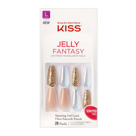 KISS Jelly Fantasy On-Trend Translucent Nails, Jelly Rolls, Long, Coffin