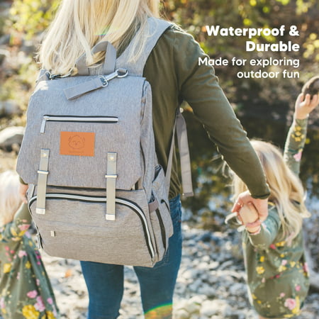 KeaBabies Diaper Bag Backpack, Waterproof Multi Function Baby Travel Bags (Classic Gray)Gray,