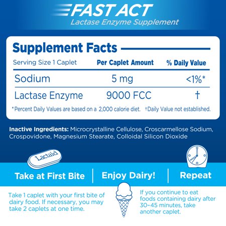 Lactaid Fast Act Lactose Intolerance Caplets, 12 Travel Packs of 1-ct.