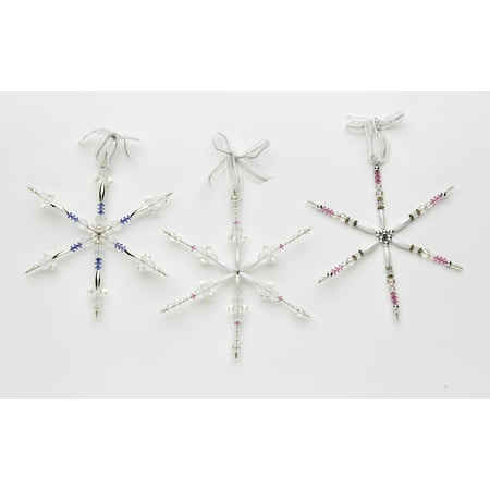 Creativity for Kids Beaded Snowflake Ornaments - Child Craft Kit for Boys and Girls (5 Pieces)