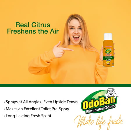 OdoBan Real Citrus Orange Air Freshener 360 Continuous Spray, 10 Ounce, 2 Pack, 2-Pack