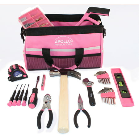 Apollo Precision Tools DT0020P 201-Piece Household Tool Kit in Tool Bag, Pink
