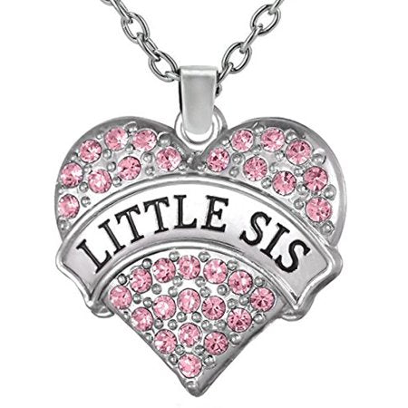 Stocking Stuffer Gifts, Big Sis & Lil Sis Heart Necklace Set, 2 Sister Necklaces, Big & Little Sisters Jewelry Set for Girls, Teens, Kids, Women (Purple Big Sis - Pink Little Sis)Purple/ Pink,