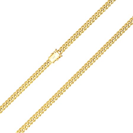 Nuragold 14k Yellow Gold 5mm Solid Miami Cuban Link Chain Pendant Necklace, Mens Jewelry with Box Clasp 18" - 30"
