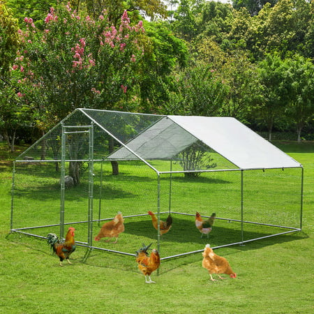 TOETOL Extra Large Metal Chicken Coop Walkin Poultry Cage Hen Run House Rabbits Habitat Cage Spire Shaped Coops, 13.0' L x 9.8' W x 6.5' H