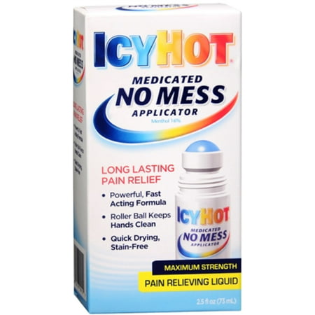 ICY HOT Medicated No Mess Applicator Pain Relieving Liquid 2.50 oz (Pack of 2)