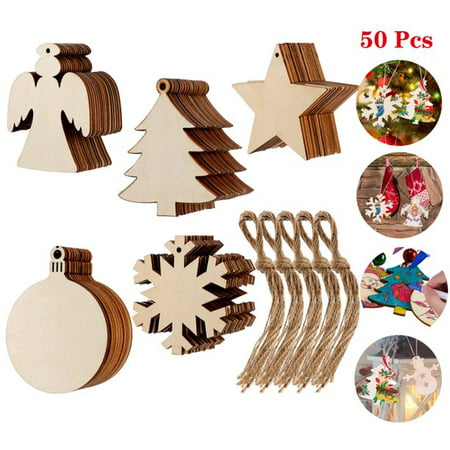 SHELLTON 50 Pcs 5 Styles Crafts Kids DIY Christmas Kit for Hanging Holiday Decoration