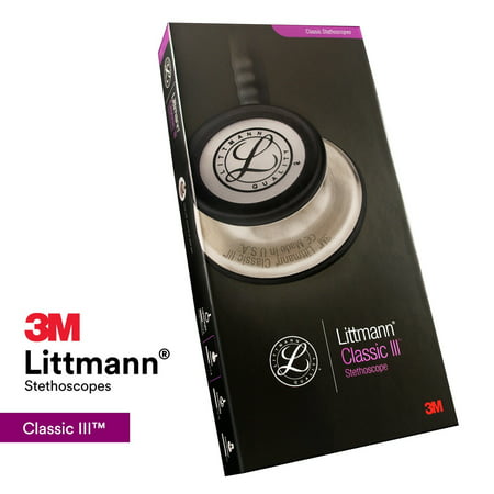 3M Littmann Classic III 27" Monitoring Stethoscope, Smoke-Finish, Black Tube, 5811Black,