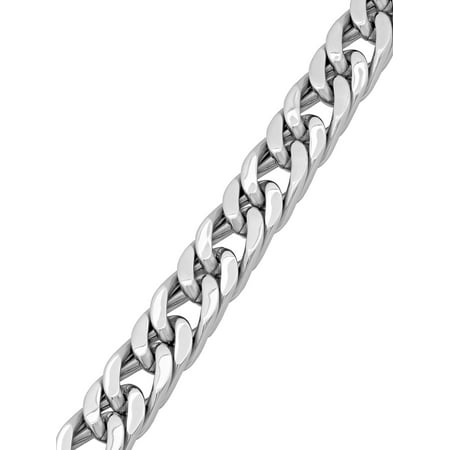 Mens Silver-Tone Stainless Steel Curb Link BraceletSterling Silver,