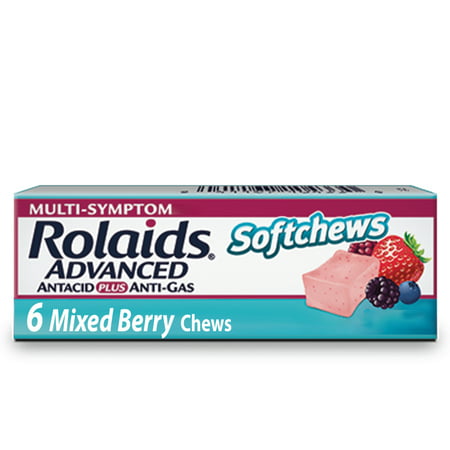 Rolaids Advanced Antacid Heartburn Relief Mixed Berry, 6 Count