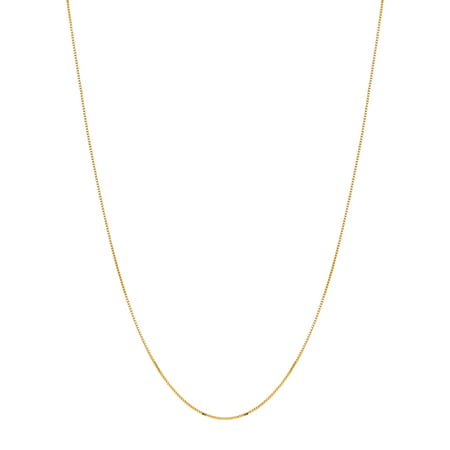 14k 16" Yellow Gold 0.6mm Shiny Classic Box Chain with Lobster ClaspYellow Gold,