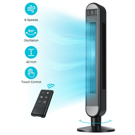Dreo 42" Tower Fan with Remote, 90? Oscillating Bladeless Fan, 42 Inch, Quiet with 6 Speeds, Large LED Display, Touchpad, 12H Timer