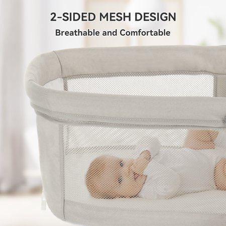 Comomy 3 IN 1 Baby Bassinet for Infant, Portable Travel Rocking Bassinet Bedside Crib, Side to Side Manual Rocking Motion Bassinet, 0-8 Months