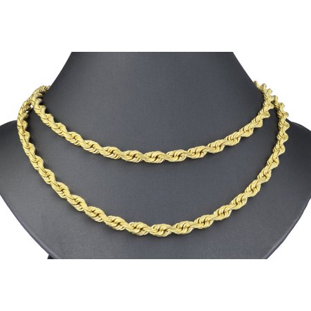 Nuragold 10k Yellow Gold 6mm Rope Chain Diamond Cut Pendant Necklace, Mens Jewelry with Lobster Clasp 20" - 30"