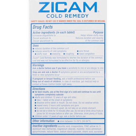 Zicam Cold Remedy RapidMelts with Echinacea, Lemon-Lime, 25 ea