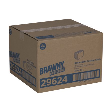 Georgia-Pacific 29624 50-Sheet Brawny Industrial 24 in. x 24 in. 1/4 Fold Dusting Cloths - Yellow (4-Piece/Carton)