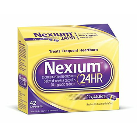 Nexium 24HR (20mg, 42 Count) Delayed Release Heartburn Relief Capsules, Esomeprazole Magnesium Acid Reducer, 42 ct